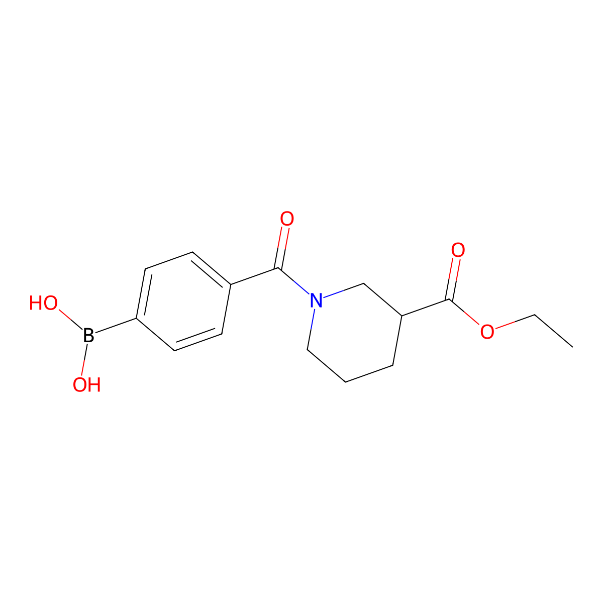 (4-(3-(Ethoxycarbonyl)piperidine-1-carbonyl)phenyl)boronic acid molecular structure, CAS 1150114-74-1