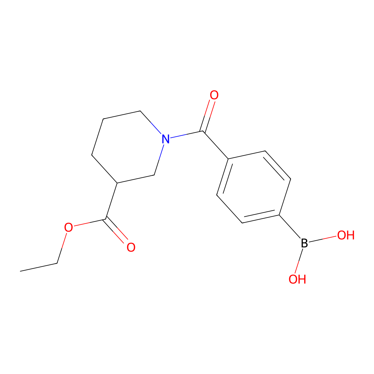 (4-(3-(Ethoxycarbonyl)piperidine-1-carbonyl)phenyl)boronic acid molecular structure, CAS 1150114-74-1