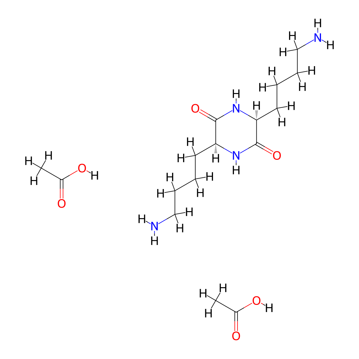 (3S,6S)-3,6-bis(4-aminobutyl)piperazine-2,5-dione diacetate molecular structure, CAS 115012-20-9