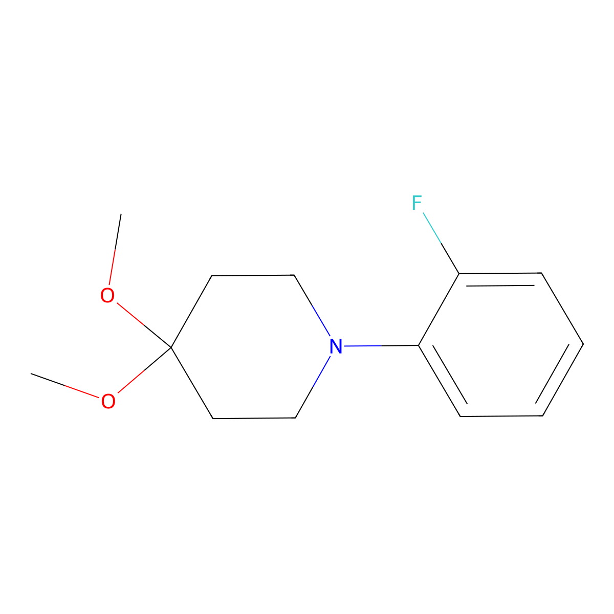 1-(2-Fluorophenyl)-4,4-dimethoxypiperidine molecular structure, CAS 115012-48-1
