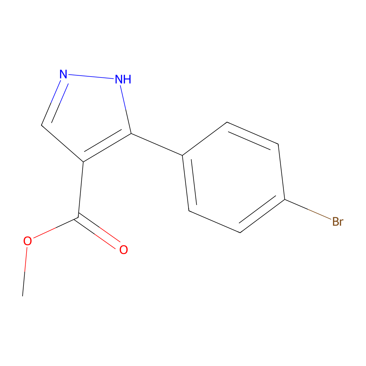 Methyl 3-(4-bromophenyl)-1H-pyrazole-4-carboxylate molecular structure, CAS 1150163-77-1