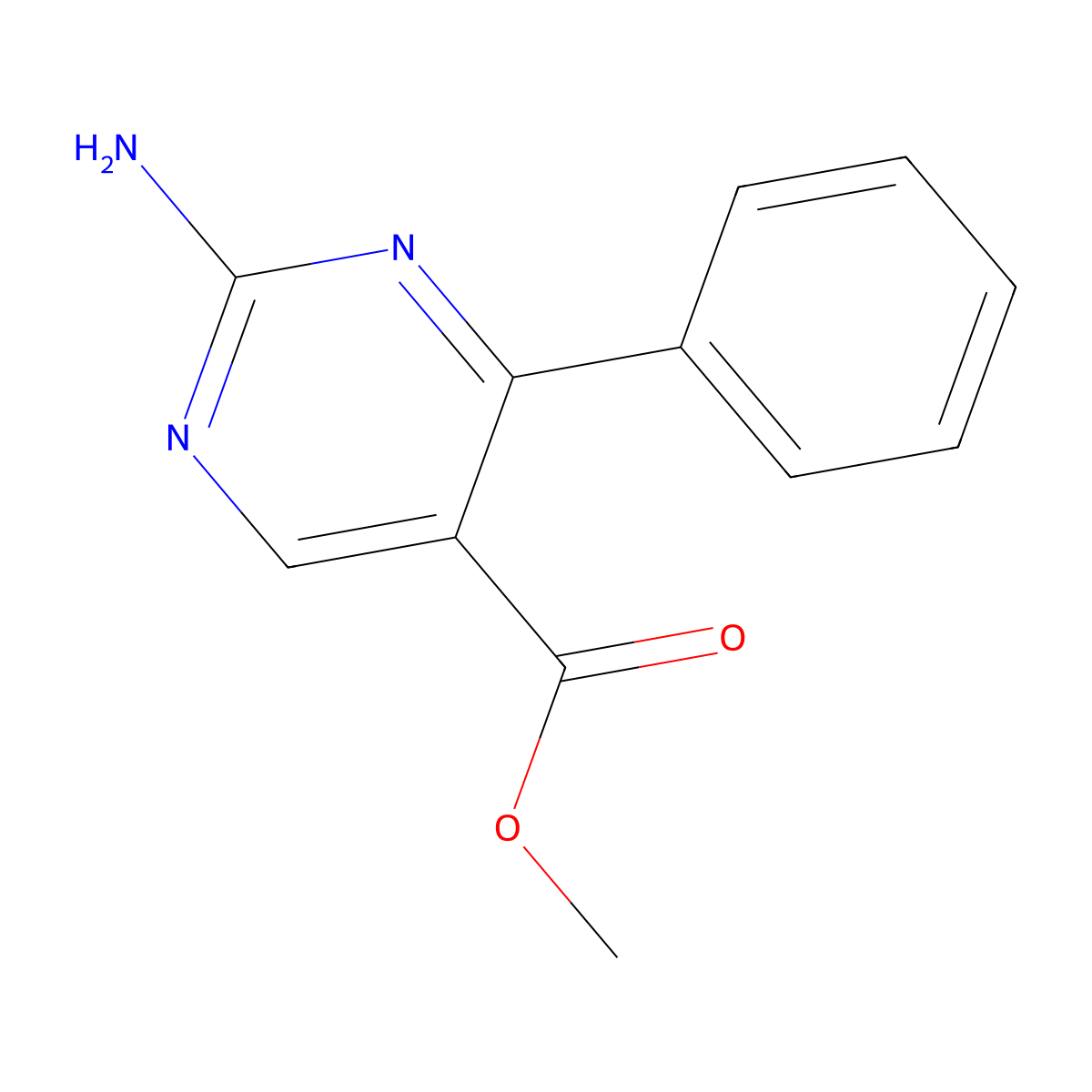 Methyl 2-amino-4-phenylpyrimidine-5-carboxylate molecular structure, CAS 1150163-80-6