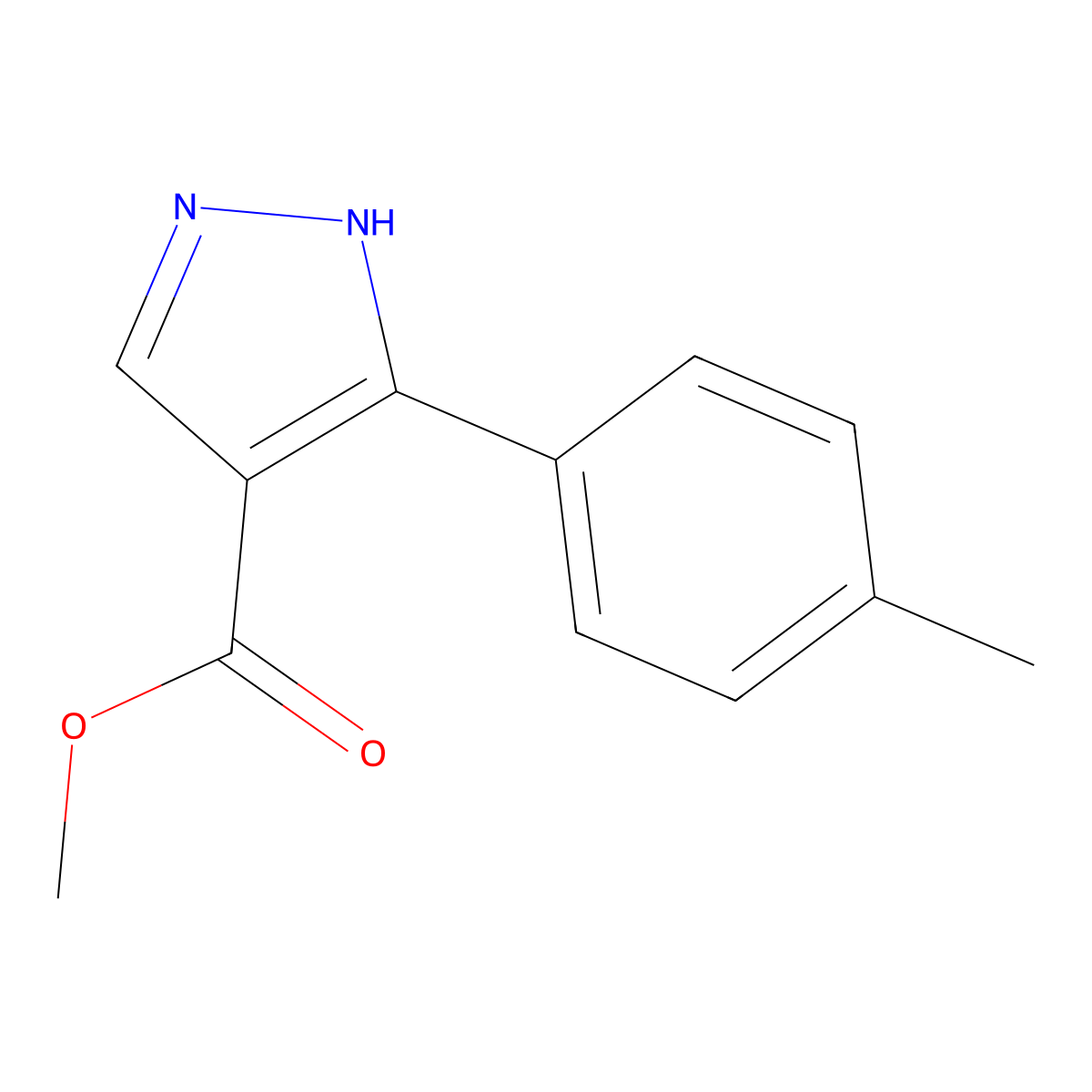 Methyl 5-(p-tolyl)-1H-pyrazole-4-carboxylate molecular structure, CAS 1150164-02-5