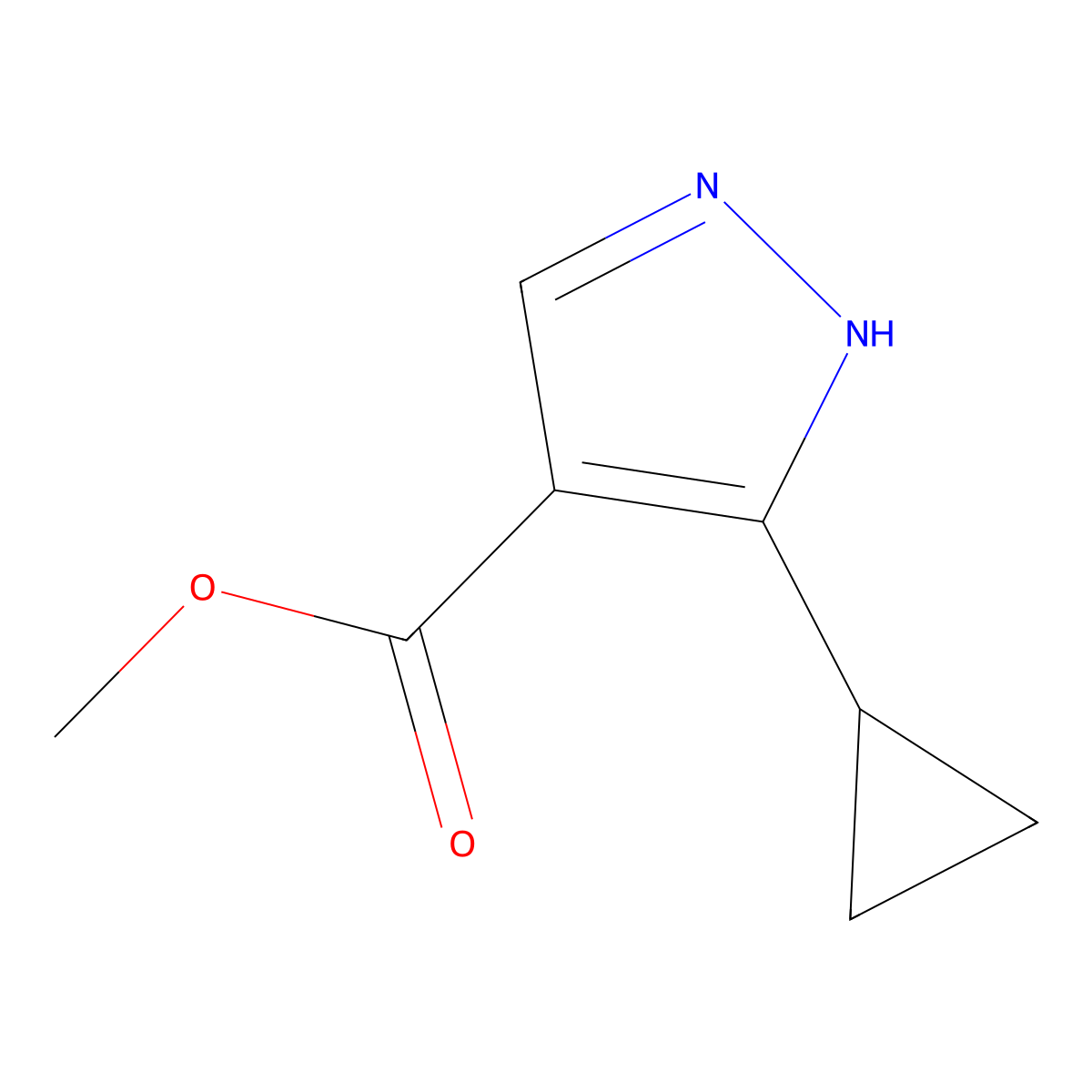 Methyl 5-cyclopropyl-1H-pyrazole-4-carboxylate molecular structure, CAS 1150164-05-8