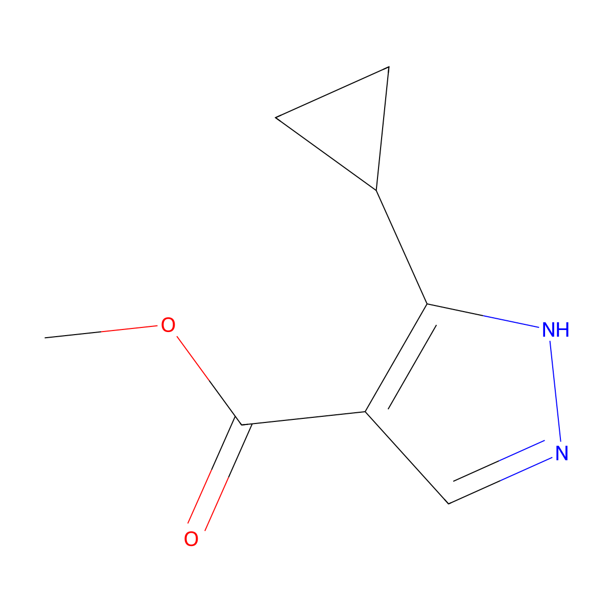 Methyl 5-cyclopropyl-1H-pyrazole-4-carboxylate molecular structure, CAS 1150164-05-8