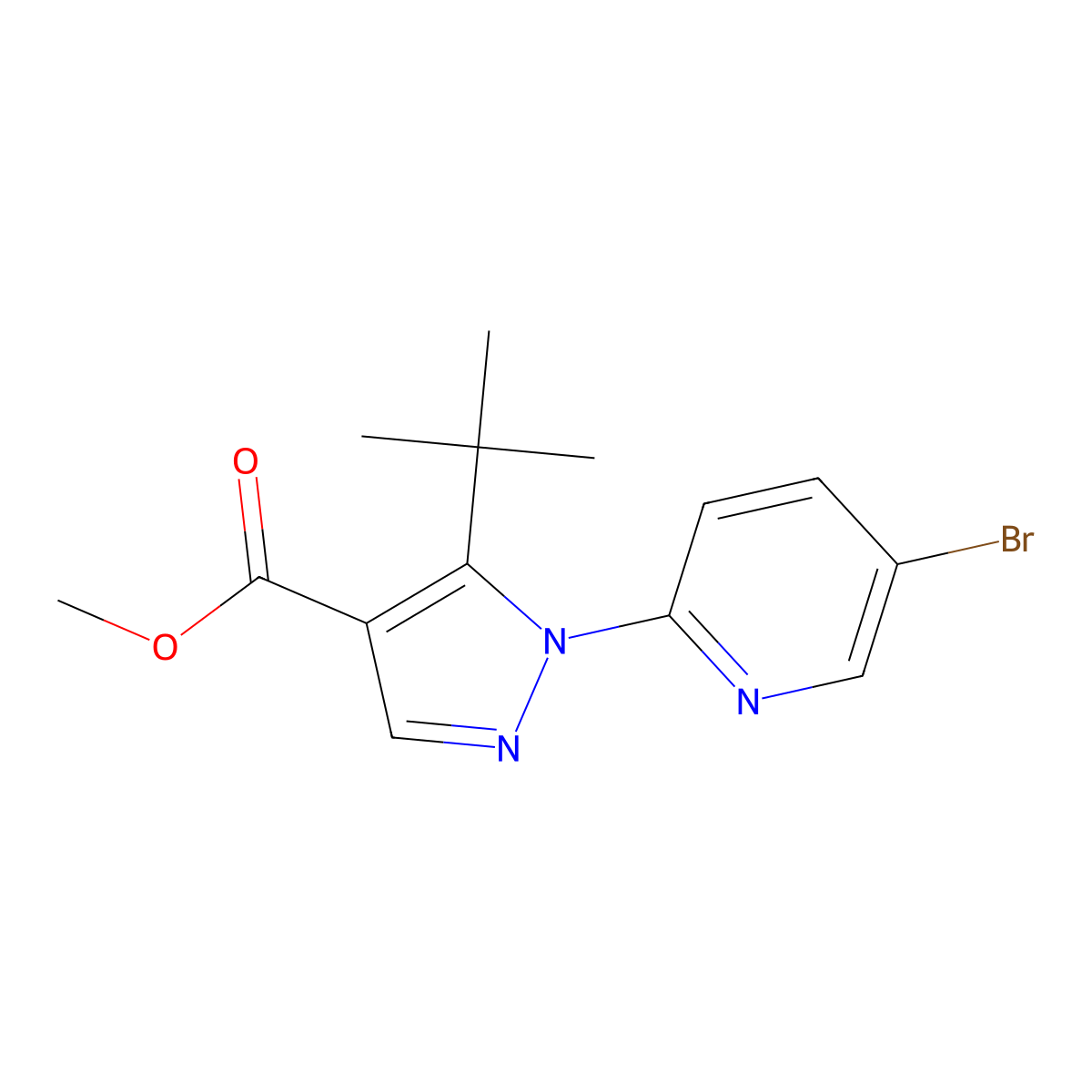 Methyl 1-(5-bromopyridin-2-YL)-5-tert-butylpyrazole-4-carboxylate molecular structure, CAS 1150164-28-5