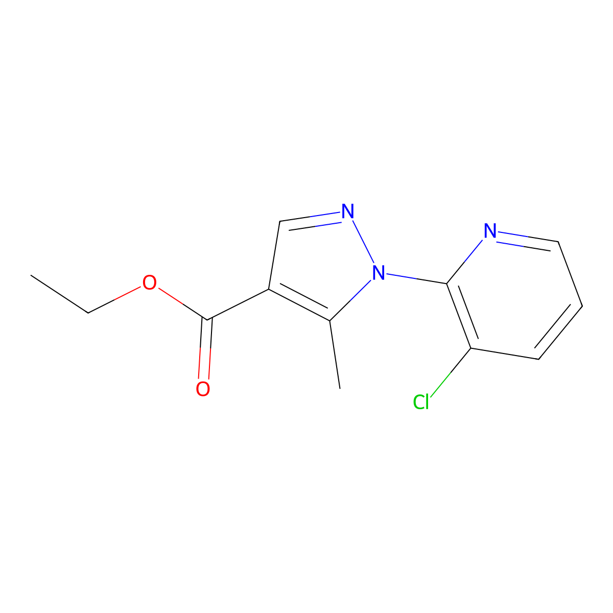 Ethyl 1-(3-chloropyridin-2-yl)-5-methyl-1H-pyrazole-4-carboxylate molecular structure, CAS 1150164-31-0
