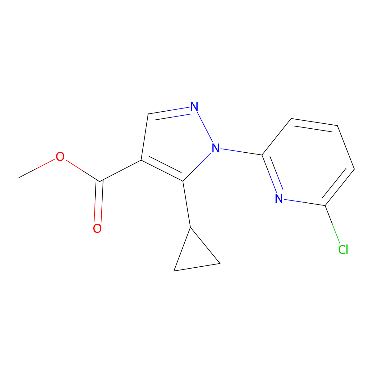 Methyl 1-(6-chloropyridin-2-yl)-5-cyclopropyl-1H-pyrazole-4-carboxylate molecular structure, CAS 1150164-34-3
