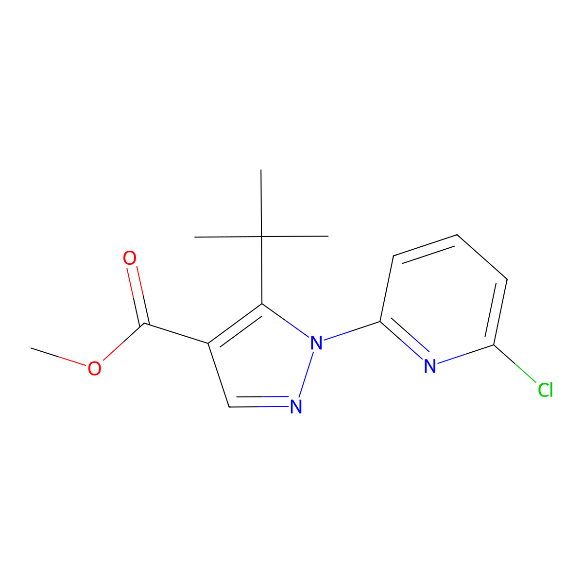Methyl 5-tert-butyl-1-(6-chloropyridin-2-YL)pyrazole-4-carboxylate molecular structure, CAS 1150164-37-6