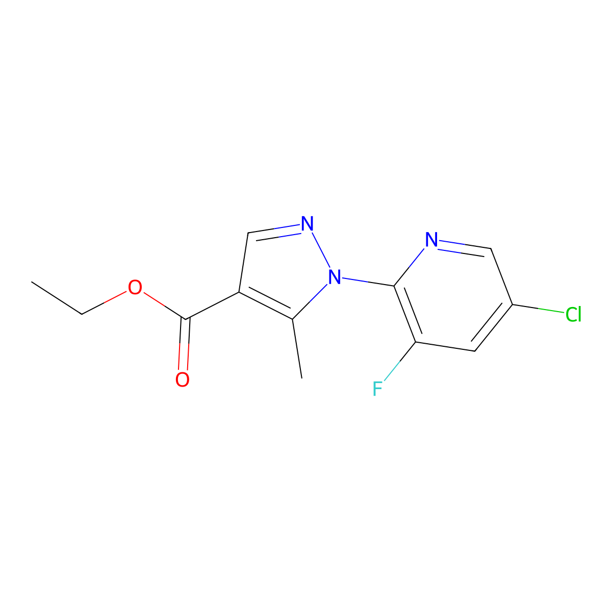 Ethyl 1-(5-chloro-3-fluoropyridin-2-yl)-5-methyl-1H-pyrazole-4-carboxylate molecular structure, CAS 1150164-40-1
