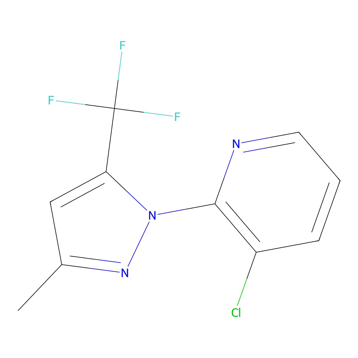 3-Chloro-2-(3-methyl-5-(trifluoromethyl)-1H-pyrazol-1-yl)pyridine molecular structure, CAS 1150164-52-5