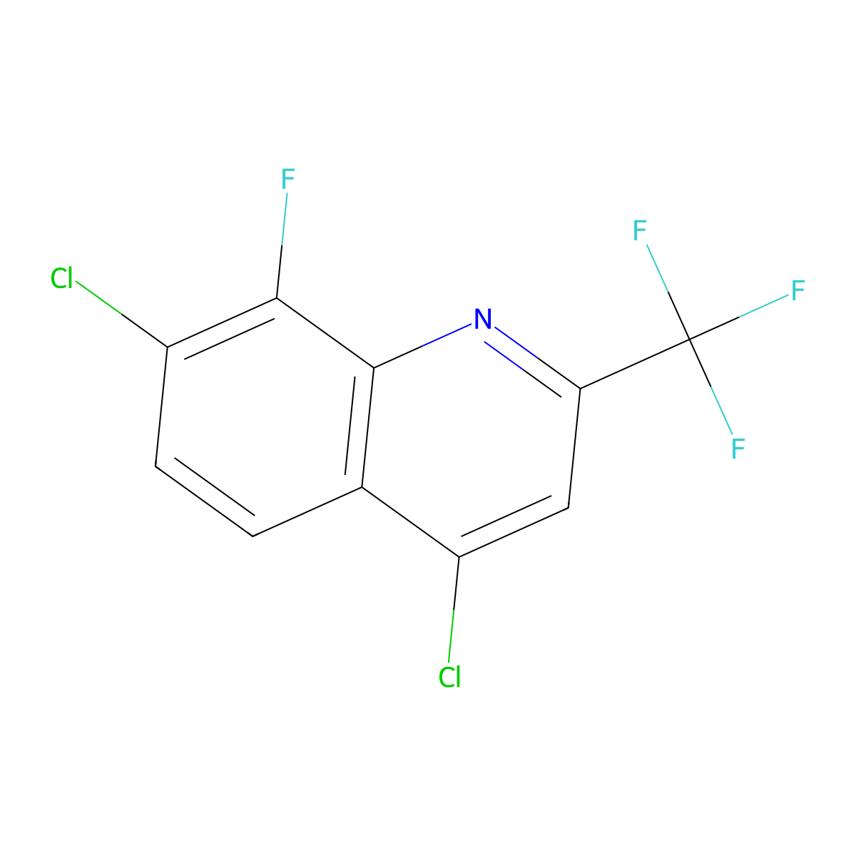 4,7-Dichloro-8-fluoro-2-(trifluoromethyl)quinoline molecular structure, CAS 1150164-86-5