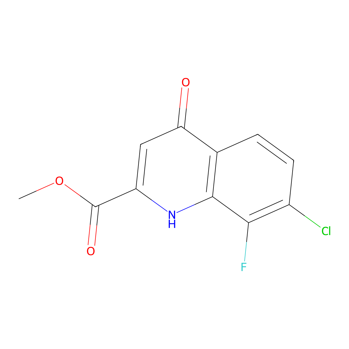 Methyl 7-chloro-8-fluoro-4-hydroxyquinoline-2-carboxylate molecular structure, CAS 1150164-88-7