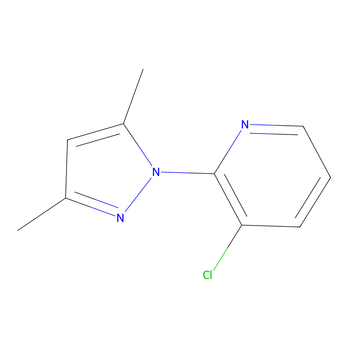 3-Chloro-2-(3,5-dimethyl-1H-pyrazol-1-yl)pyridine molecular structure, CAS 1150164-90-1