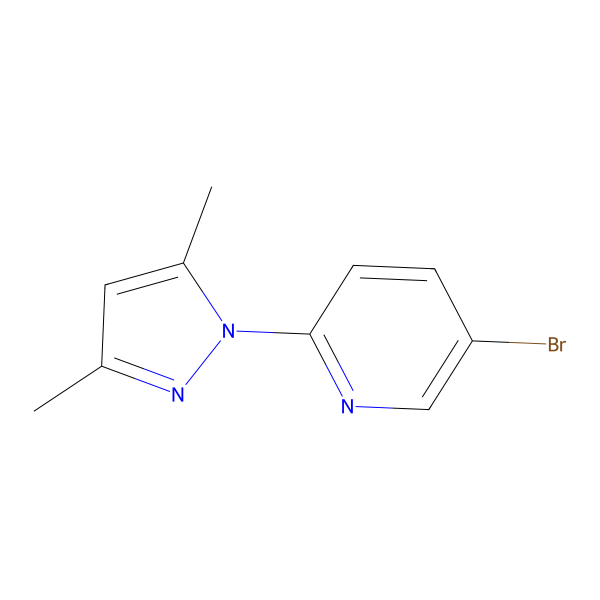 Pyridine, 5-bromo-2-(3,5-dimethyl-1H-pyrazol-1-yl)- molecular structure, CAS 1150164-92-3