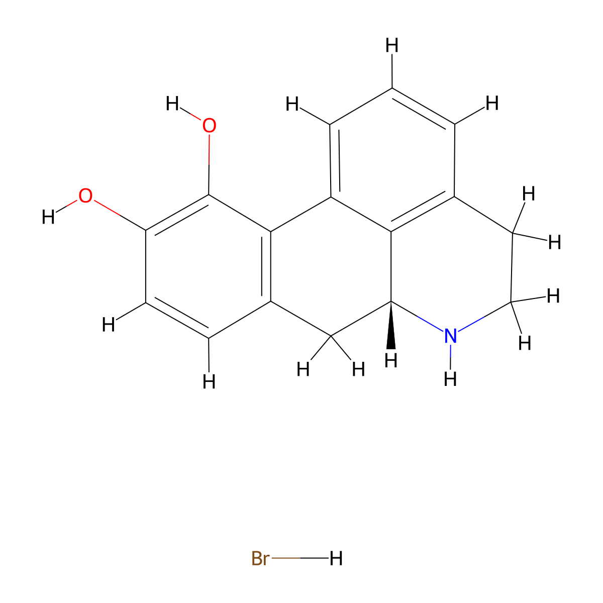 R(-)-Norapomorphine hydrobromide molecular structure, CAS 115017-61-3