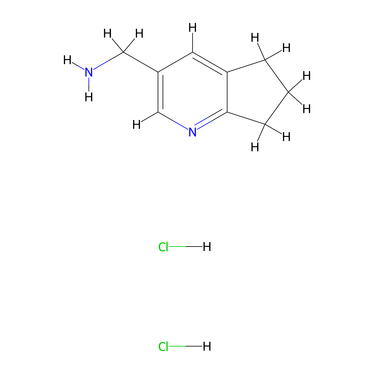 (6,7-Dihydro-5H-cyclopenta[b]pyridin-3-yl)methanamine dihydrochloride molecular structure, CAS 115019-53-9