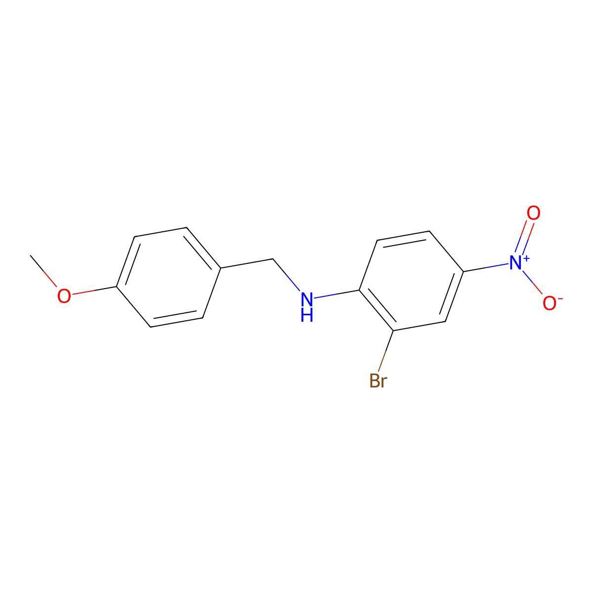 2-Bromo-N-(4-methoxybenzyl)-4-nitroaniline molecular structure, CAS 1150271-16-1