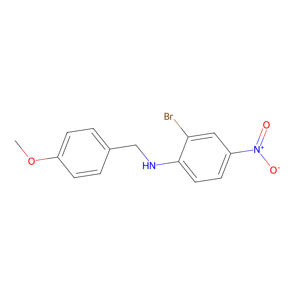 2-Bromo-N-(4-methoxybenzyl)-4-nitroaniline molecular structure, CAS 1150271-16-1