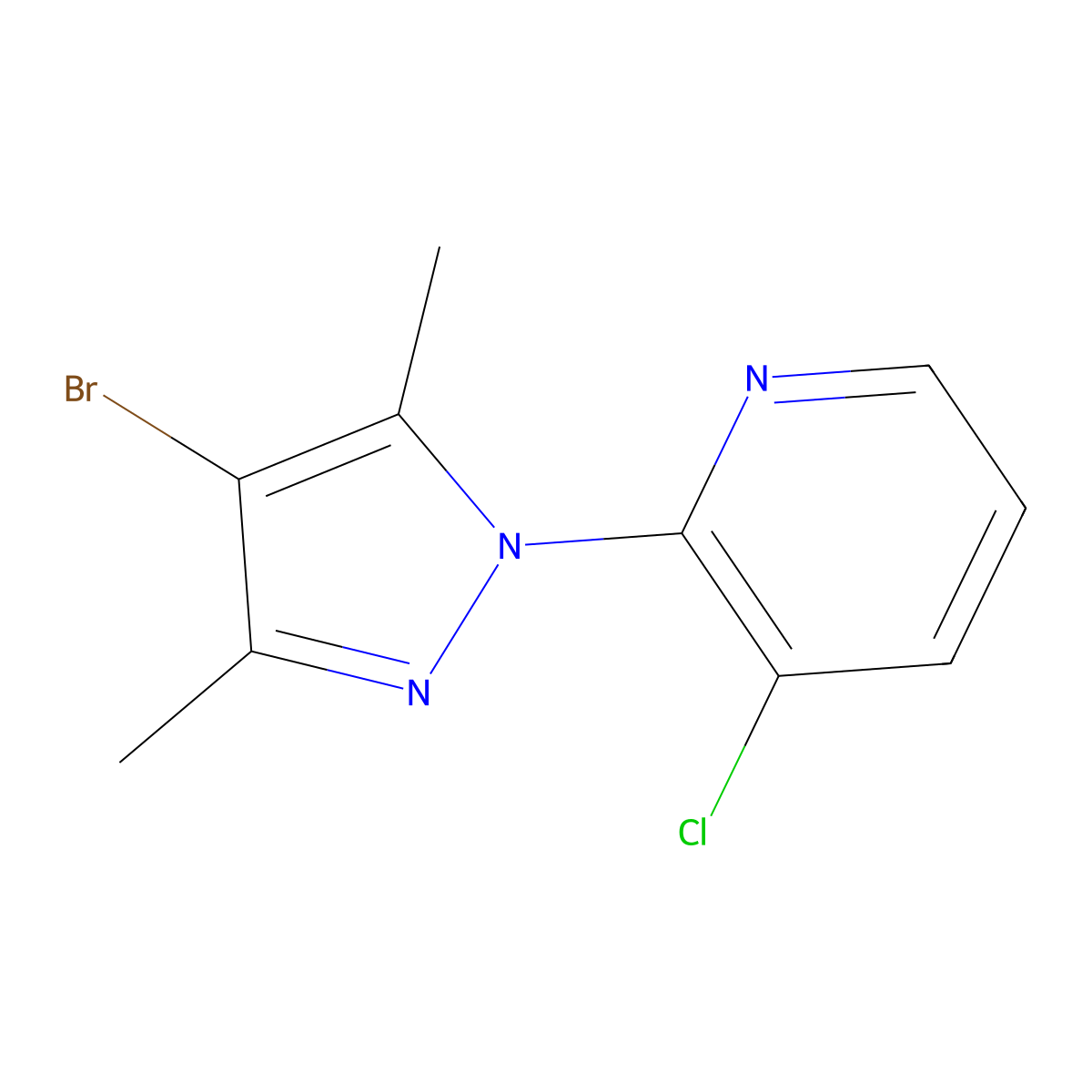 2-(4-Bromo-3,5-dimethyl-1H-pyrazol-1-yl)-3-chloropyridine molecular structure, CAS 1150271-21-8