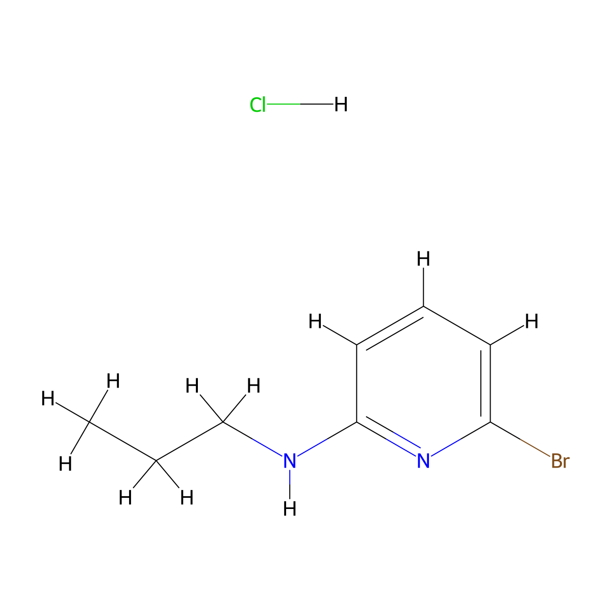6-Bromo-2-propylaminopyridine, HCl molecular structure, CAS 1150271-22-9
