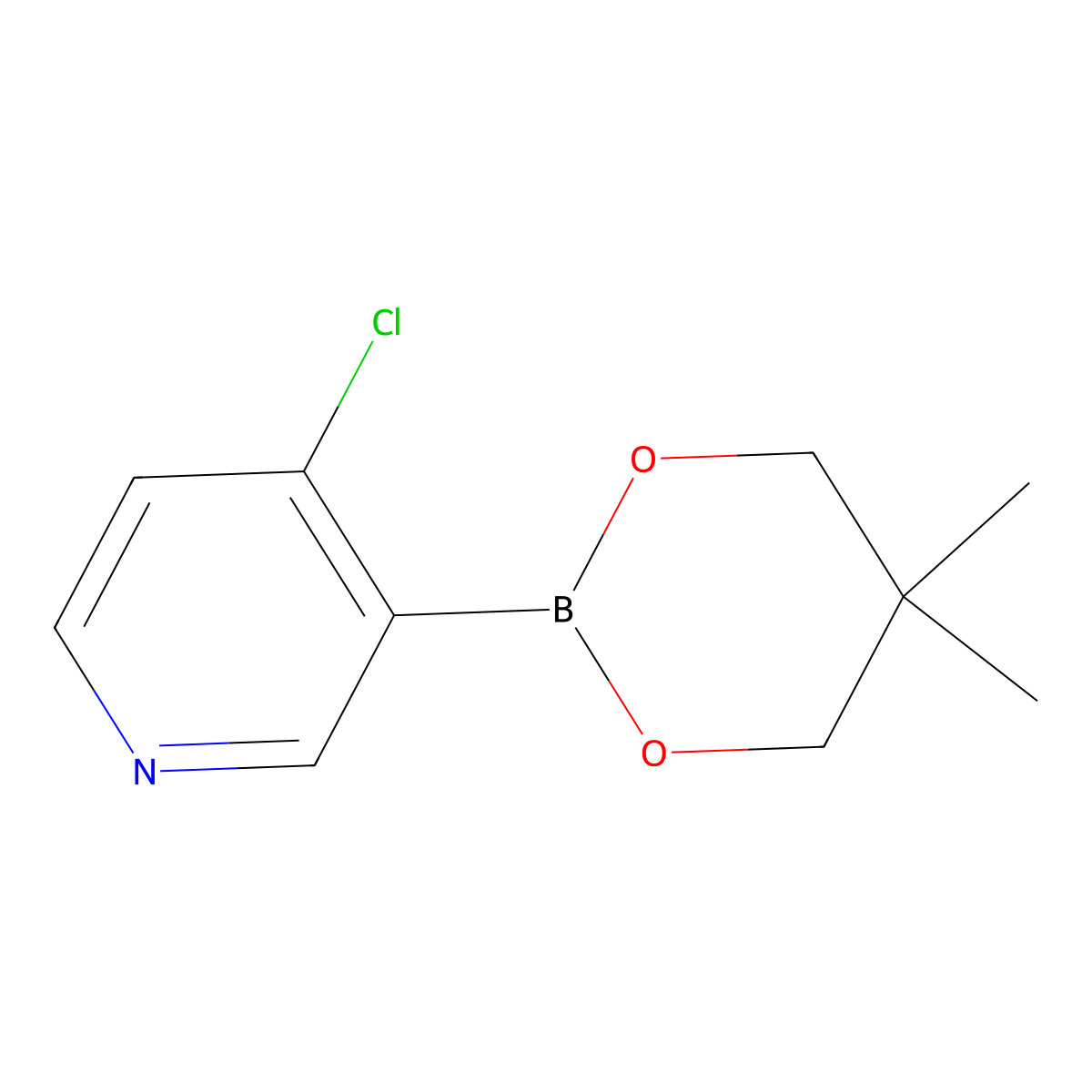 4-Chloro-3-(5,5-dimethyl-1,3,2-dioxaborinan-2-YL)pyridine molecular structure, CAS 1150271-27-4