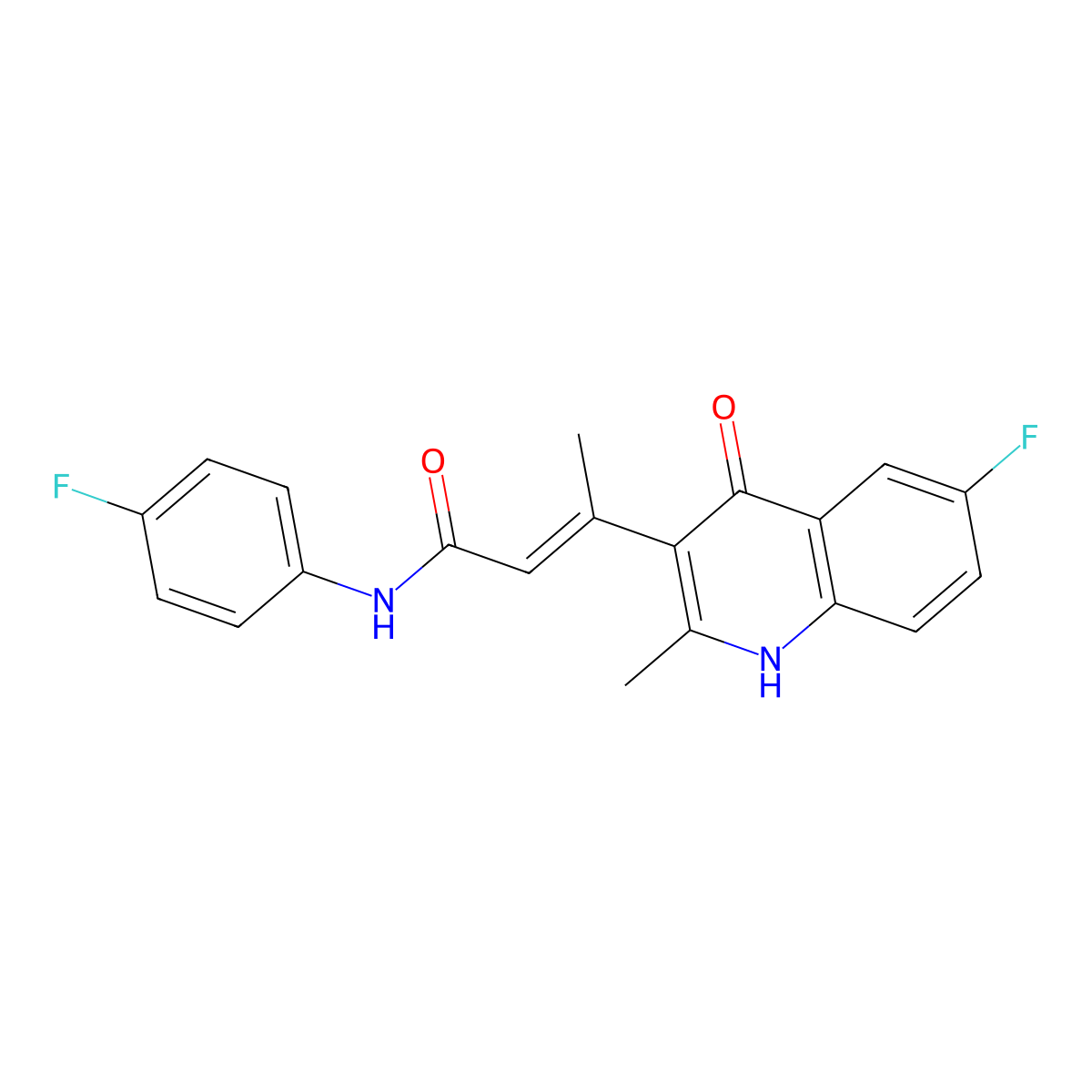 (E)-3-(6-Fluoro-4-hydroxy-2-methylquinolin-3-YL)-N-(4-fluorophenyl)but-2-enamide molecular structure, CAS 1150271-29-6