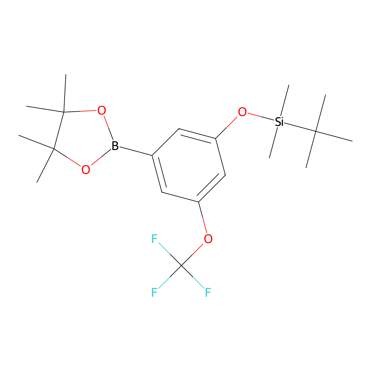 tert-Butyldimethyl(3-(4,4,5,5-tetramethyl-1,3,2-dioxaborolan-2-yl)-5-(trifluoromethoxy)phenoxy)silane molecular structure, CAS 1150271-36-5