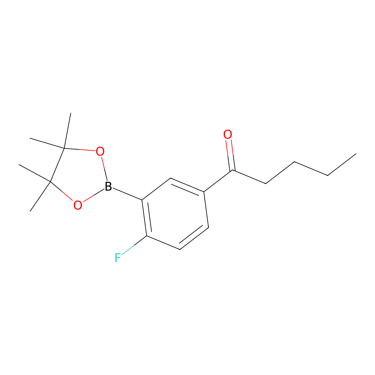 1-(4-Fluoro-3-(4,4,5,5-tetramethyl-1,3,2-dioxaborolan-2-yl)phenyl)pentan-1-one molecular structure, CAS 1150271-37-6