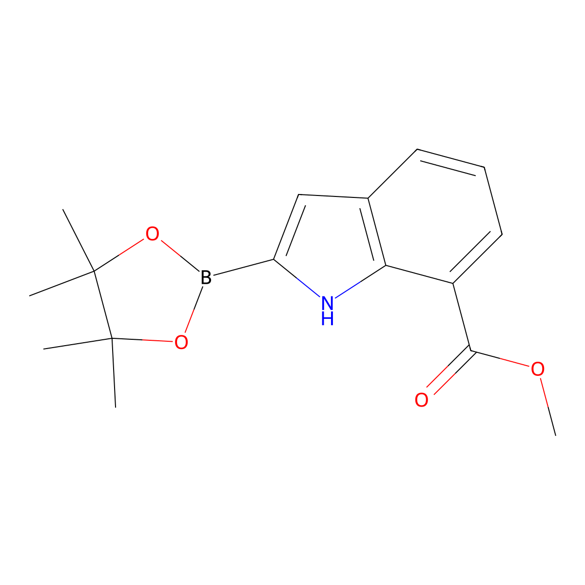 Methyl 2-(4,4,5,5-tetramethyl-1,3,2-dioxaborolan-2-YL)-1H-indole-7-carboxylate molecular structure, CAS 1150271-42-3