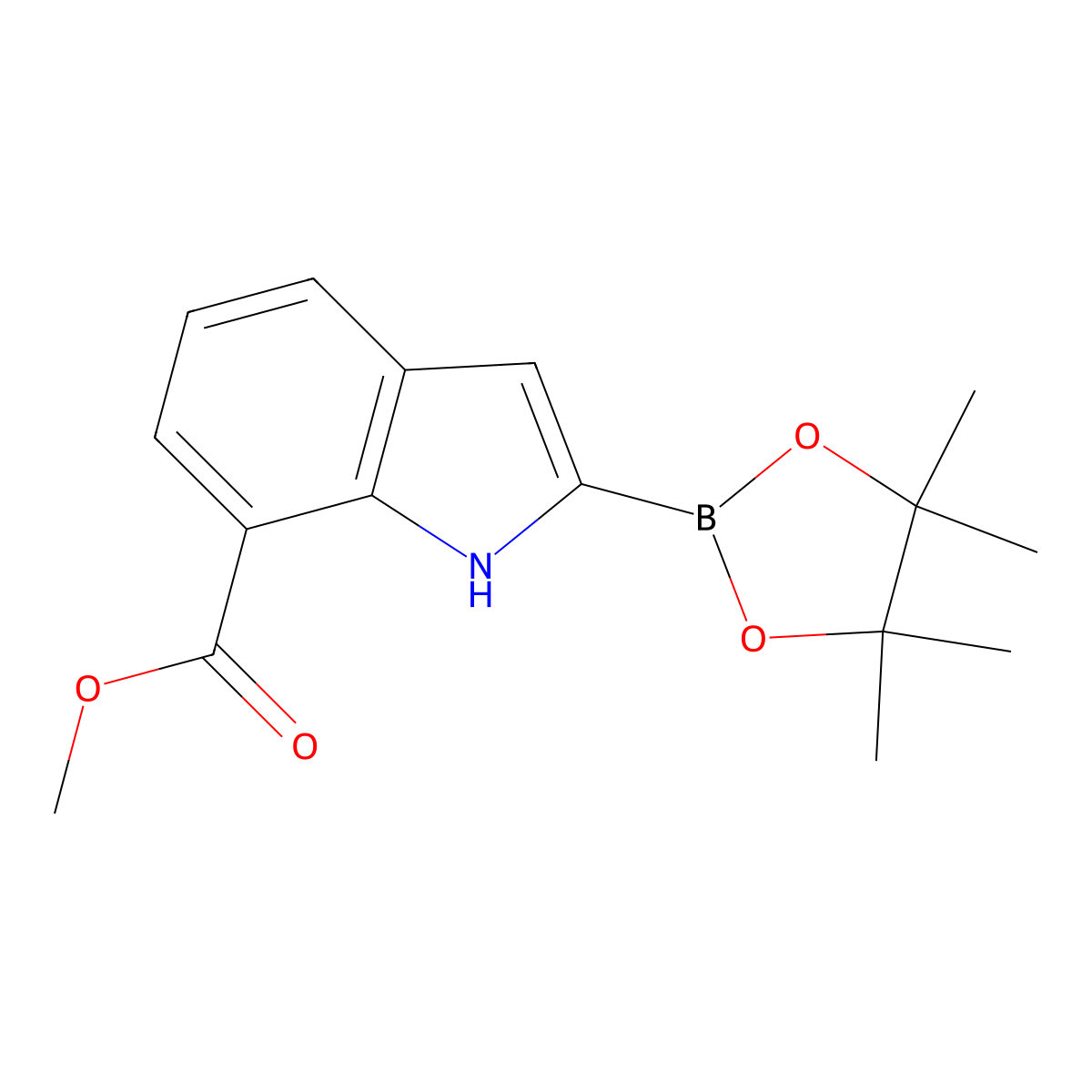 Methyl 2-(4,4,5,5-tetramethyl-1,3,2-dioxaborolan-2-YL)-1H-indole-7-carboxylate molecular structure, CAS 1150271-42-3