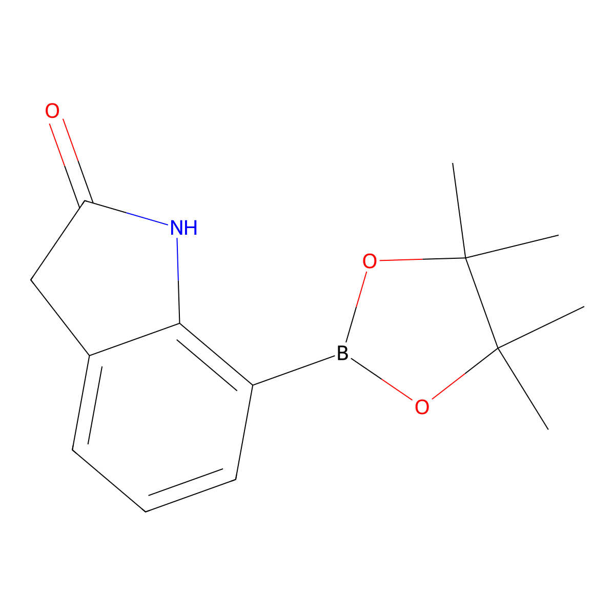 Oxindole-7-boronic acid, pinacol ester molecular structure, CAS 1150271-45-6