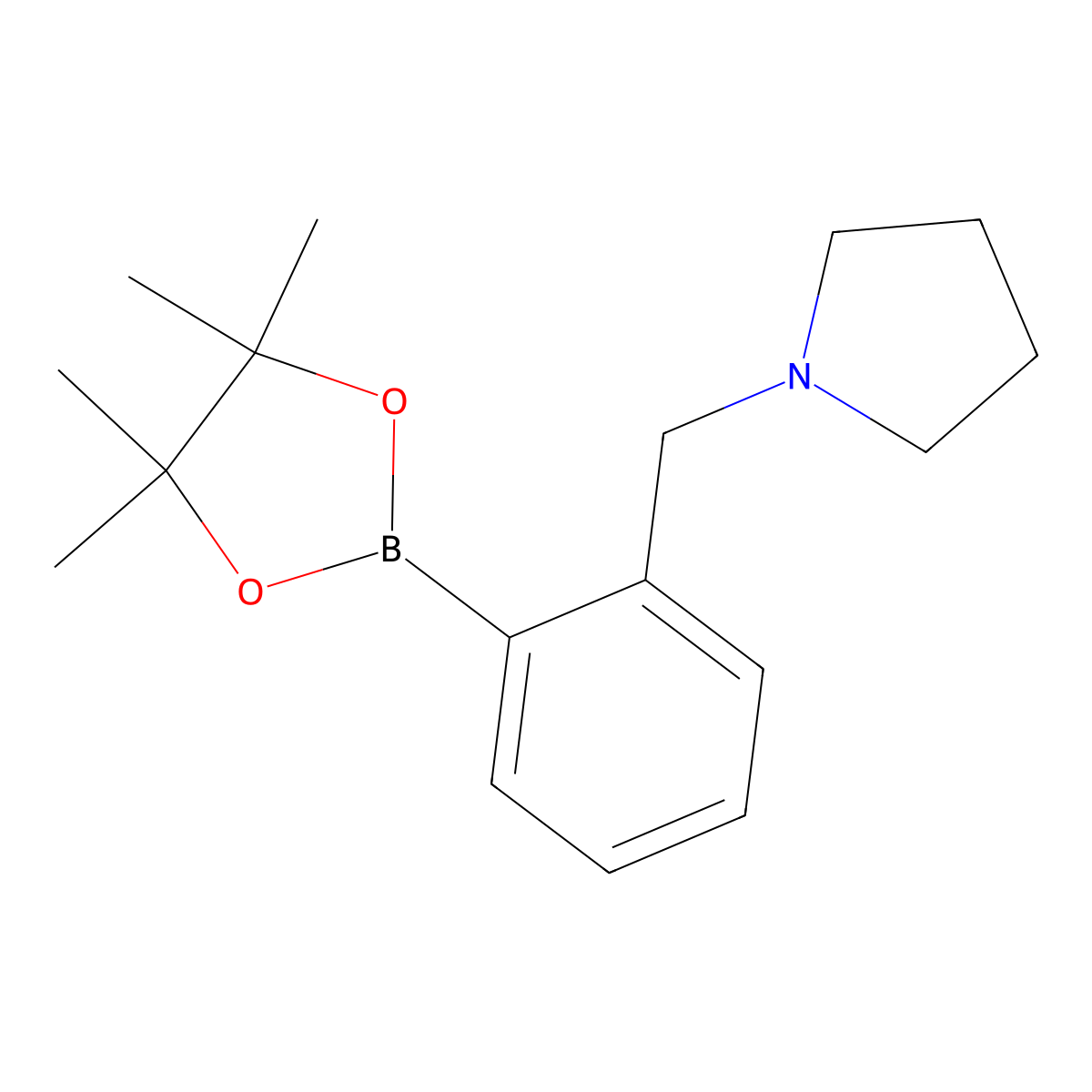 1-[[2-(4,4,5,5-Tetramethyl-1,3,2-dioxaborolan-2-yl)phenyl]methyl]pyrrolidine molecular structure, CAS 1150271-49-0
