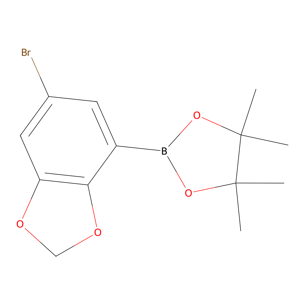 2-(6-Bromobenzo[d][1,3]dioxol-4-yl)-4,4,5,5-tetramethyl-1,3,2-dioxaborolane molecular structure, CAS 1150271-54-7