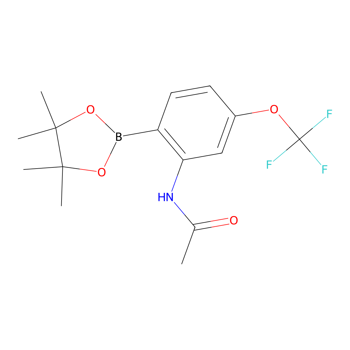 N-(2-(4,4,5,5-Tetramethyl-1,3,2-dioxaborolan-2-yl)-5-(trifluoromethoxy)phenyl)acetamide molecular structure, CAS 1150271-56-9