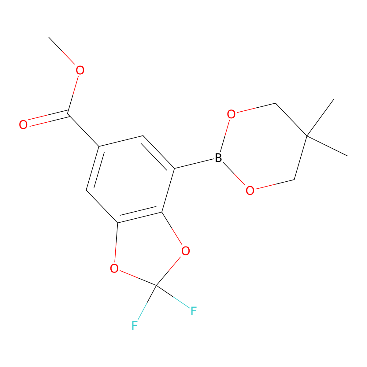 Methyl 7-(5,5-dimethyl-1,3,2-dioxaborinan-2-yl)-2,2-difluorobenzo[d][1,3]dioxole-5-carboxylate molecular structure, CAS 1150271-58-1