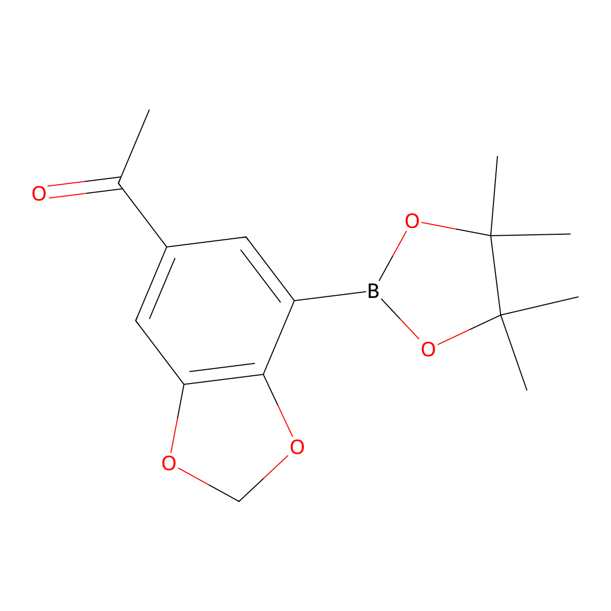 1-(7-(4,4,5,5-Tetramethyl-1,3,2-dioxaborolan-2-yl)benzo[d][1,3]dioxol-5-yl)ethanone molecular structure, CAS 1150271-59-2
