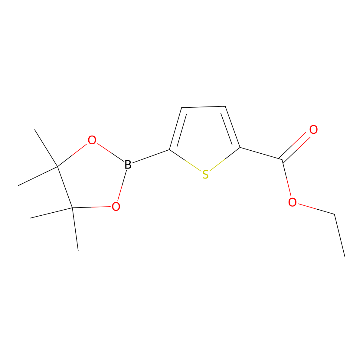 Ethyl 5-(4,4,5,5-tetramethyl-1,3,2-dioxaborolan-2-yl)thiophene-2-carboxylate molecular structure, CAS 1150271-60-5