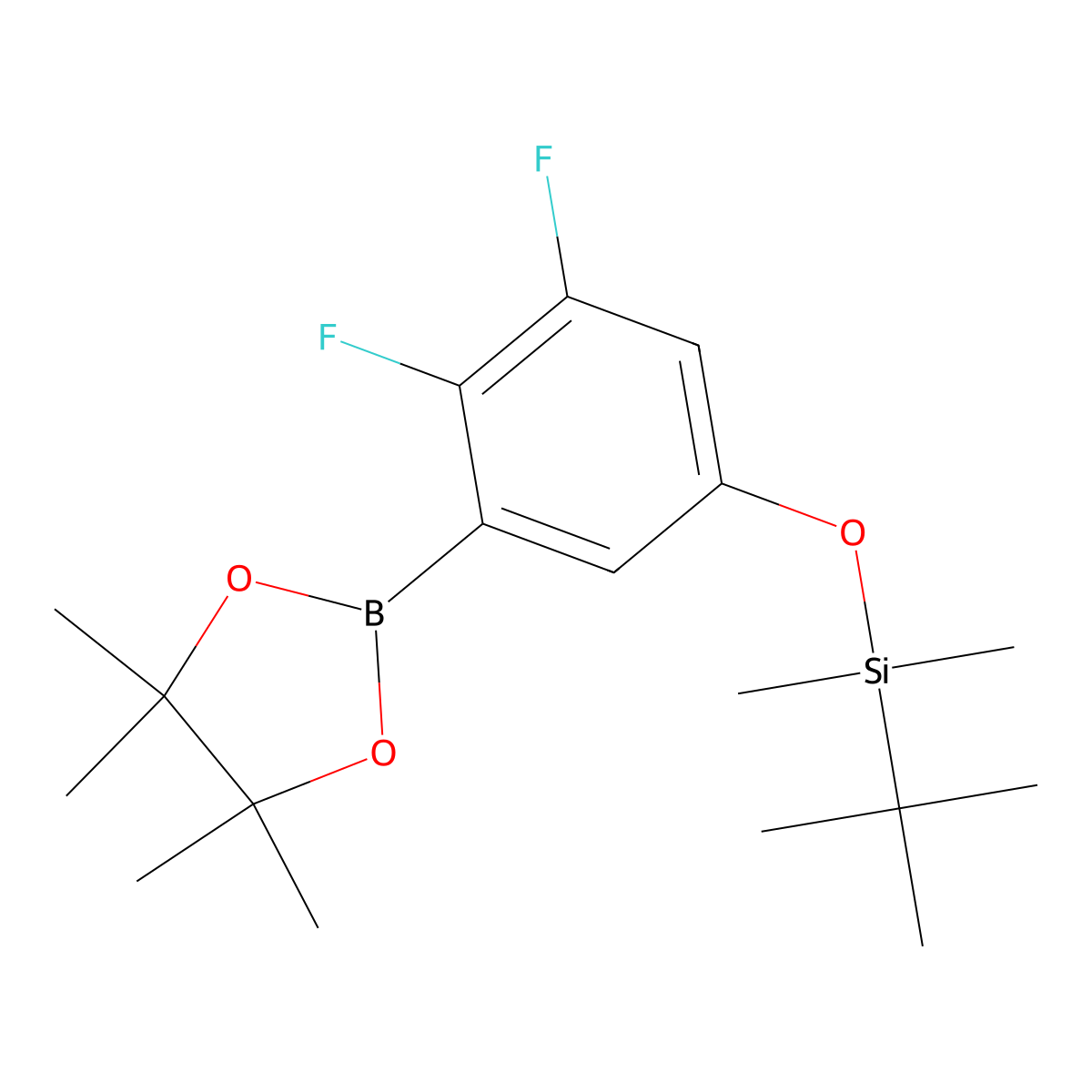 tert-Butyl(3,4-difluoro-5-(4,4,5,5-tetramethyl-1,3,2-dioxaborolan-2-yl)phenoxy)dimethylsilane molecular structure, CAS 1150271-62-7