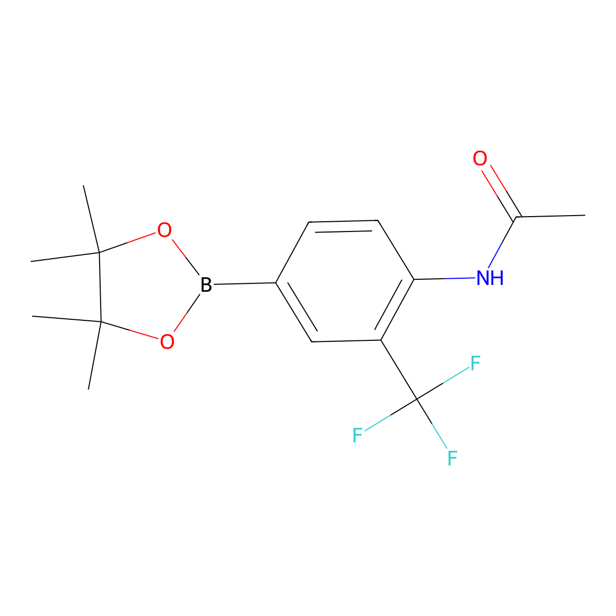 N-(4-(4,4,5,5-Tetramethyl-1,3,2-dioxaborolan-2-yl)-2-(trifluoromethyl)phenyl)acetamide molecular structure, CAS 1150271-66-1
