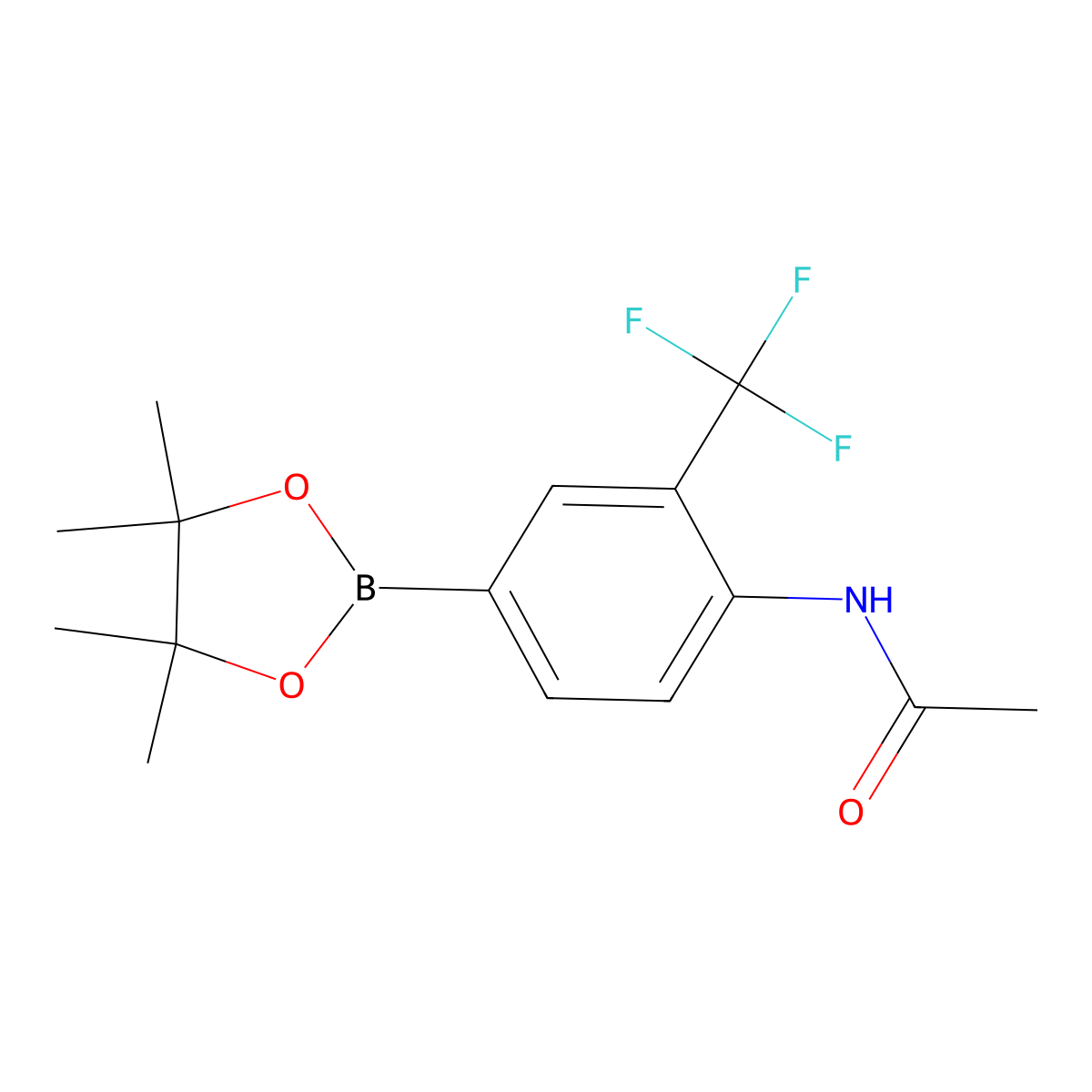 N-(4-(4,4,5,5-Tetramethyl-1,3,2-dioxaborolan-2-yl)-2-(trifluoromethyl)phenyl)acetamide molecular structure, CAS 1150271-66-1