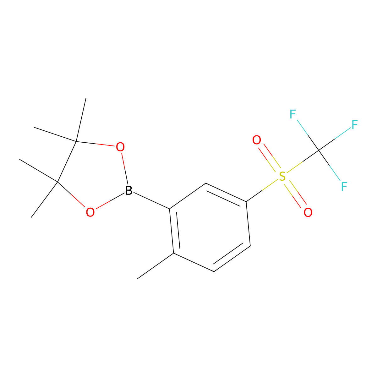 2-Methyl-5-(trifluoromethylsulfonyl)phenylboronic acid, pinacol ester molecular structure, CAS 1150271-69-4