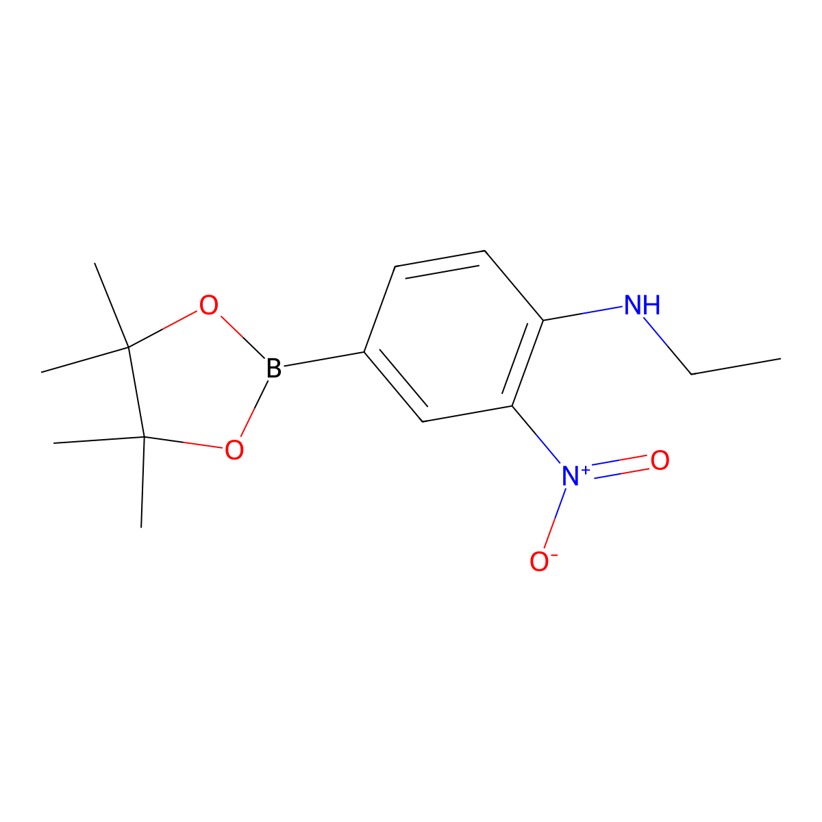 N-Ethyl-2-nitro-4-(4,4,5,5-tetramethyl-1,3,2-dioxaborolan-2-yl)aniline molecular structure, CAS 1150271-70-7