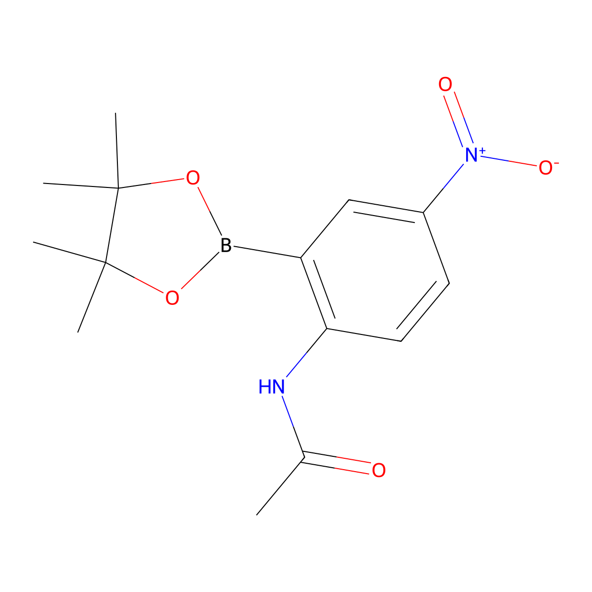 N-(4-Nitro-2-(4,4,5,5-tetramethyl-1,3,2-dioxaborolan-2-yl)phenyl)acetamide molecular structure, CAS 1150271-73-0