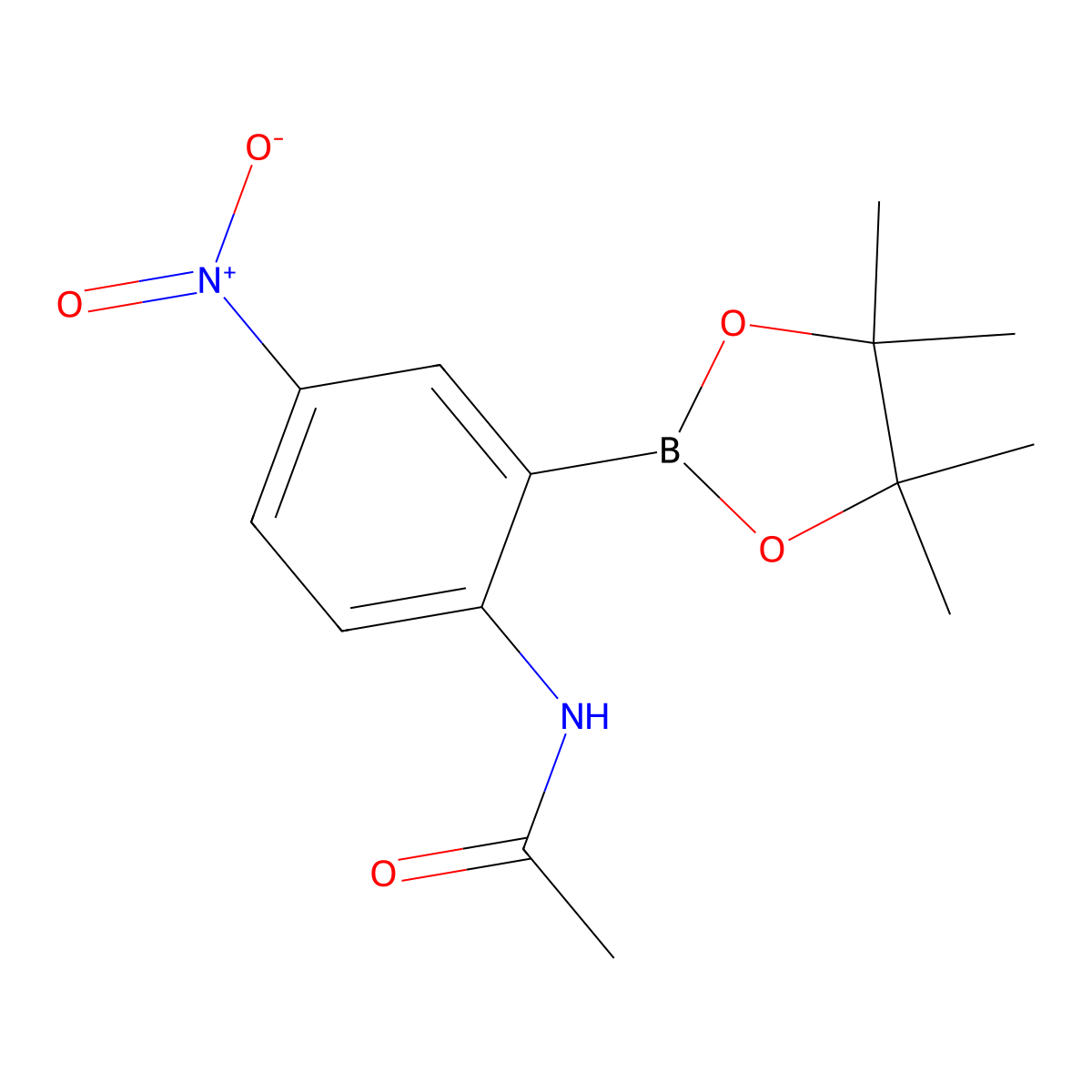 N-(4-Nitro-2-(4,4,5,5-tetramethyl-1,3,2-dioxaborolan-2-yl)phenyl)acetamide molecular structure, CAS 1150271-73-0