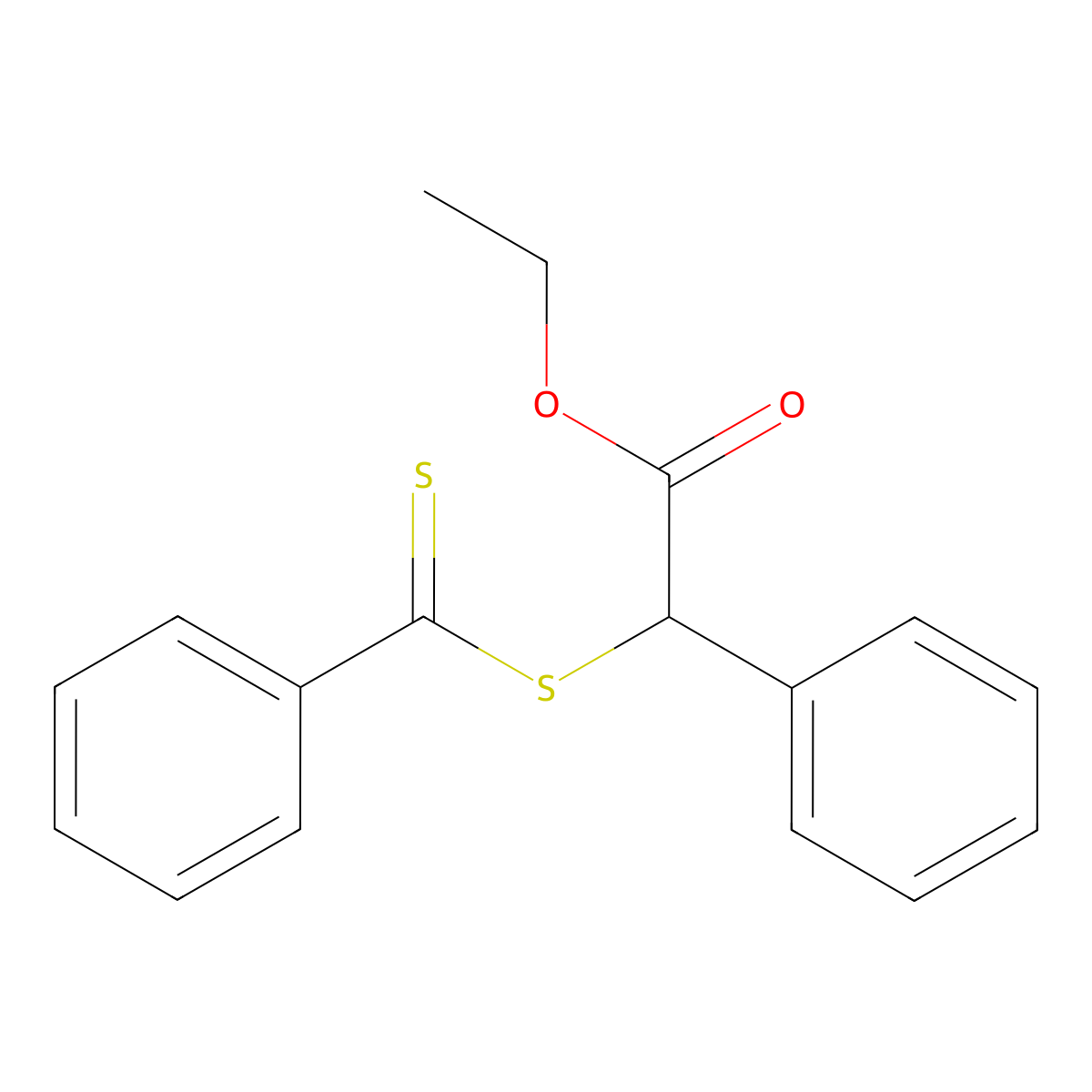 Ethyl 2-phenyl-2-((phenylcarbonothioyl)thio)acetate molecular structure, CAS 1150308-13-6