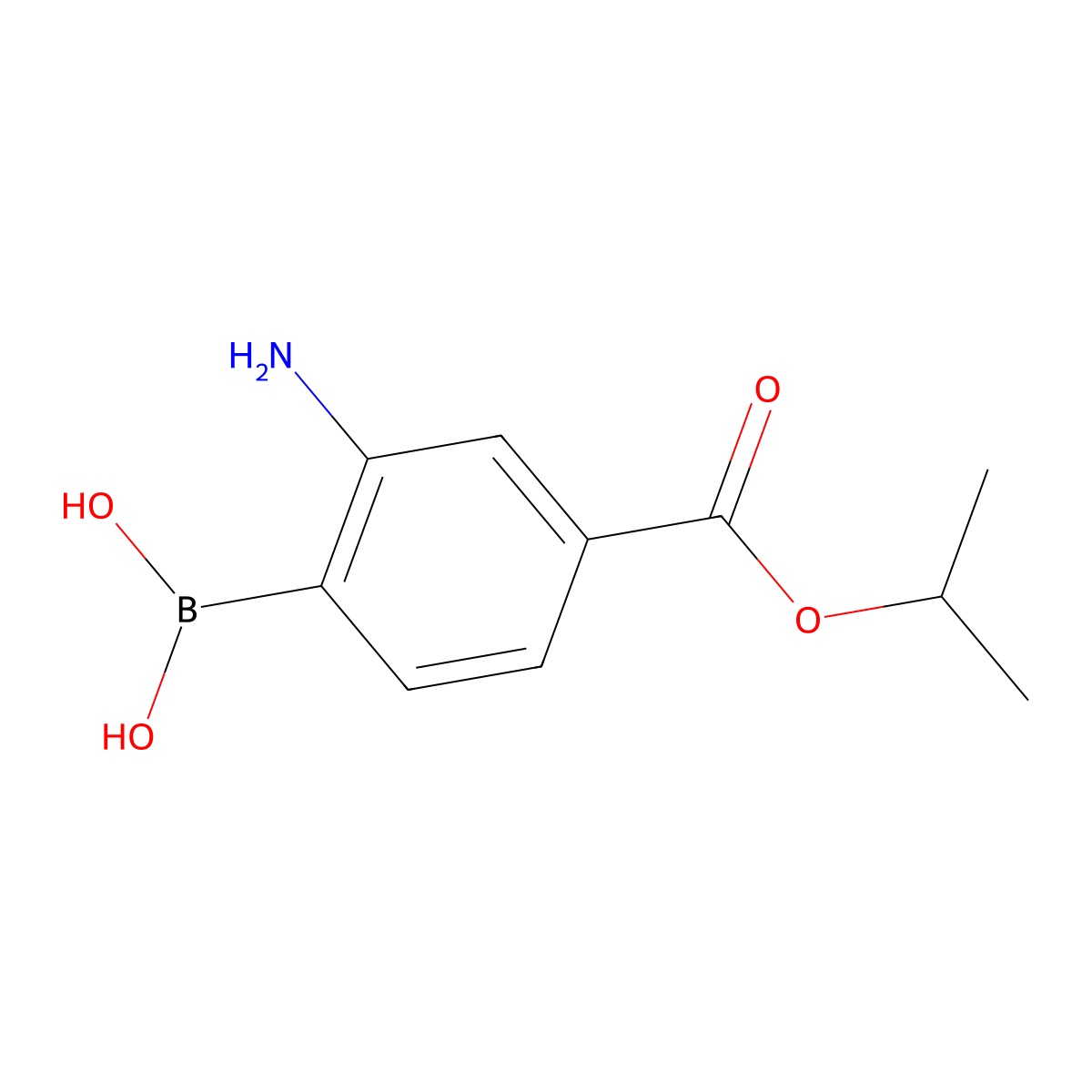 Benzoic acid, 3-amino-4-borono-, 1-(1-methylethyl) ester molecular structure, CAS 1150339-44-8