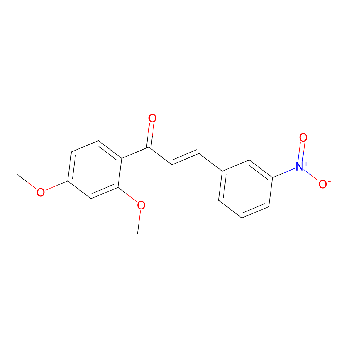 2-Propen-1-one, 1-(2,4-dimethoxyphenyl)-3-(3-nitrophenyl)- molecular structure, CAS 115043-98-6