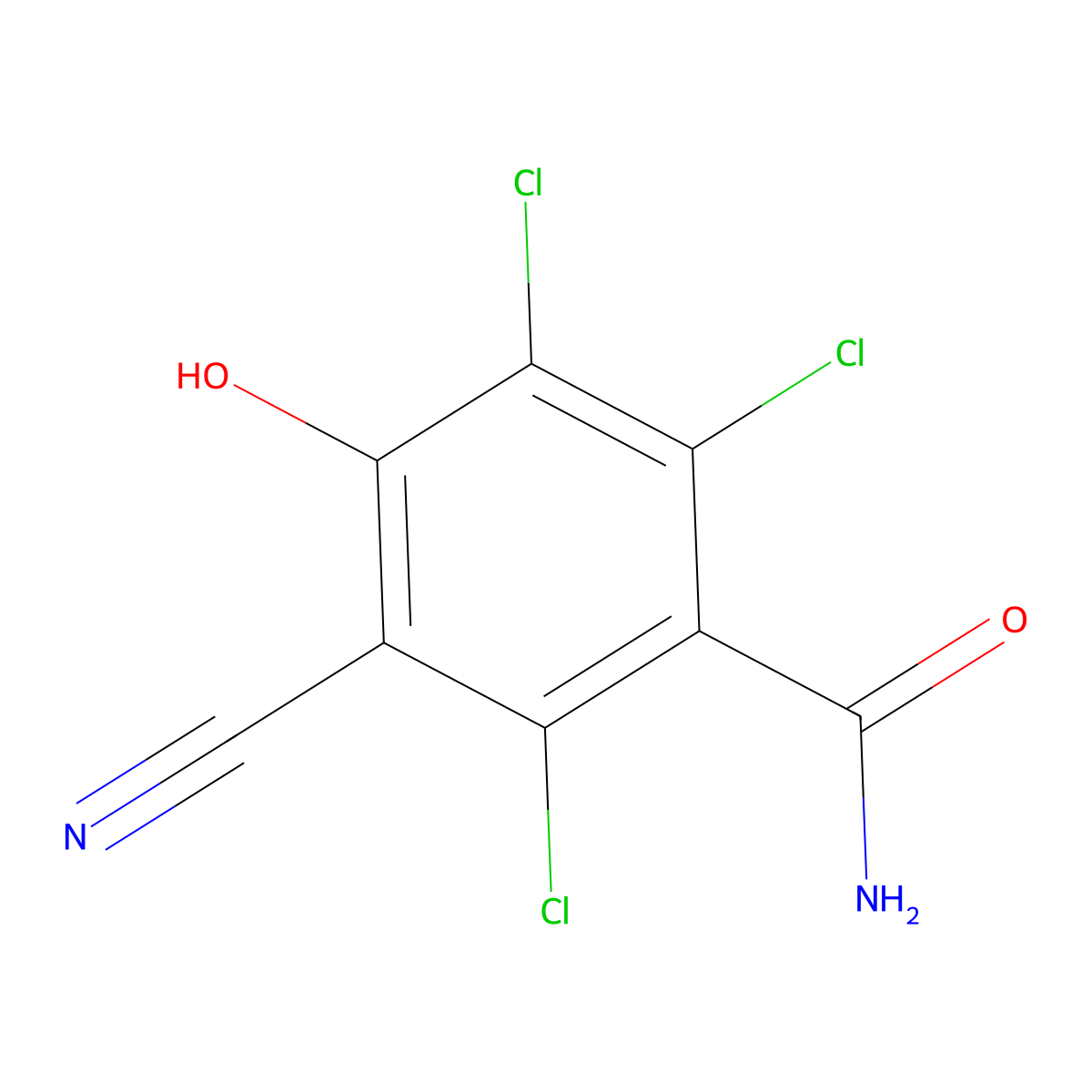 2,3,6-Trichloro-5-cyano-4-hydroxybenzamide molecular structure, CAS 115044-73-0