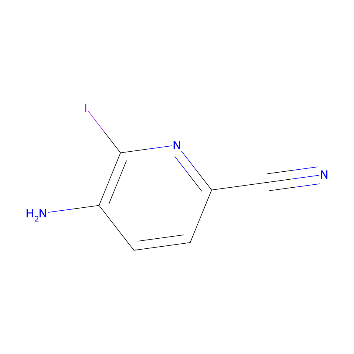 5-Amino-6-iodo-pyridine-2-carbonitrile molecular structure, CAS 1150542-25-8
